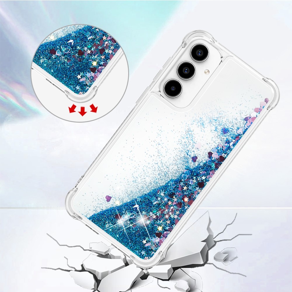 Glitter zselés homokóra tok Samsung Galaxy A55 5G - kék/szív