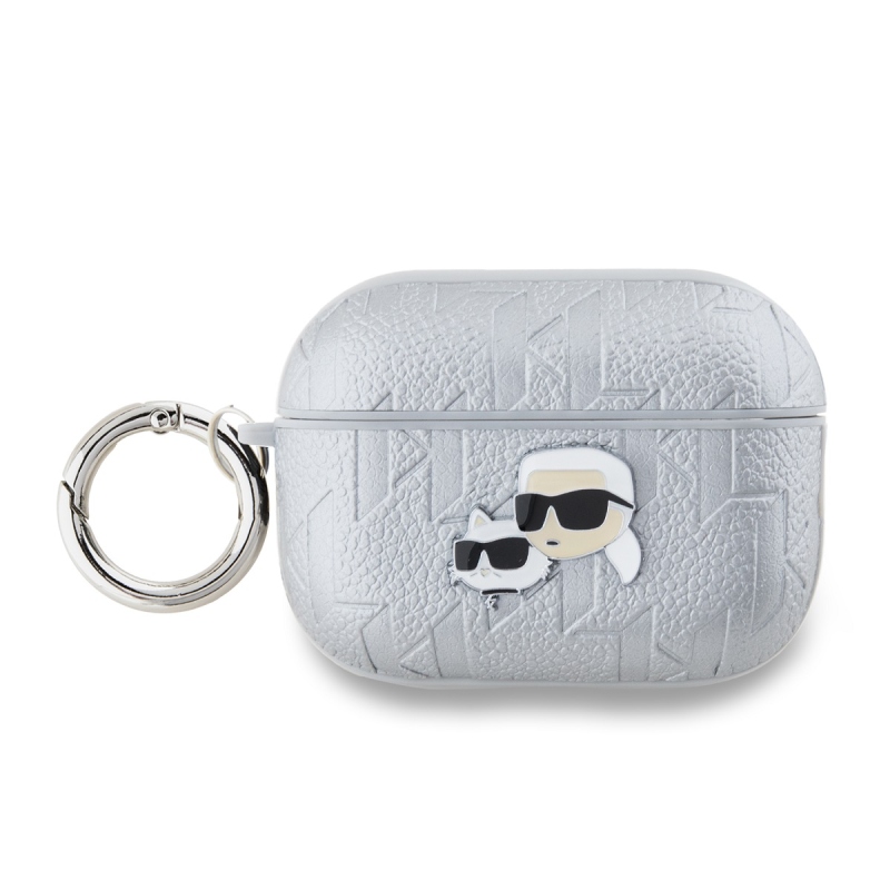Karl Lagerfeld PU dombornyomott Karl és Choupette fejek tok az AirPods Pro 2 ezüsthöz