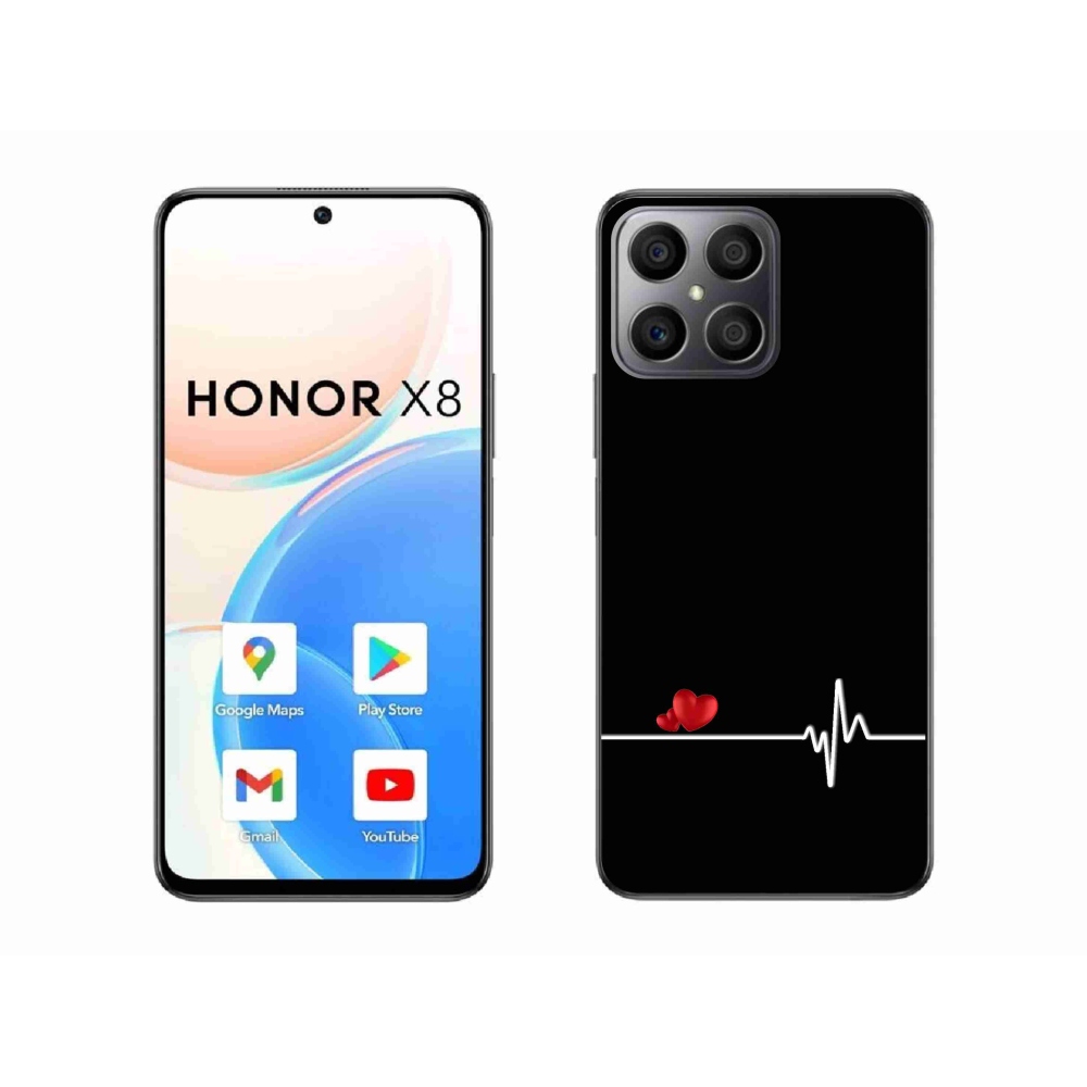 Gél borító mmCase a Honor X8 4G-n - szív és szívverés fekete háttérrel