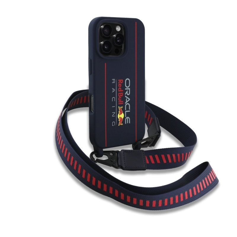 Red Bull szilikon függőleges logó MagSafe hátlap + keresztpánt iPhone 16 Pro tengerészgyalogsághoz + keresztpánt
