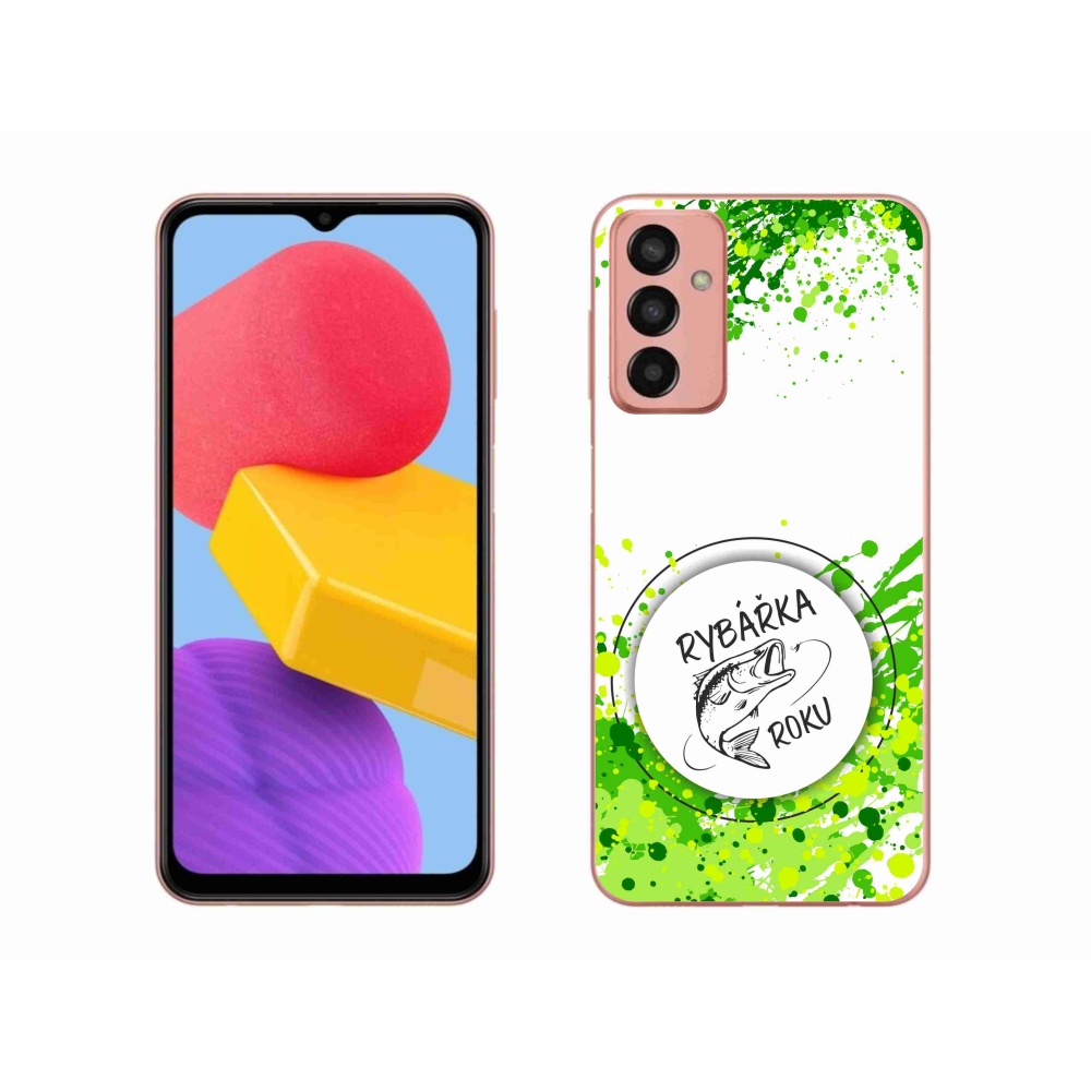 Zselés borító mmCase Samsung Galaxy M13 készülékhez - Az év horgásza fehér háttérrel