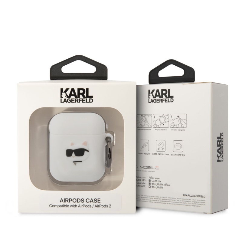 Karl Lagerfeld 3D Logo NFT Choupette Head szilikon tok Airpods 1/2 Fehér