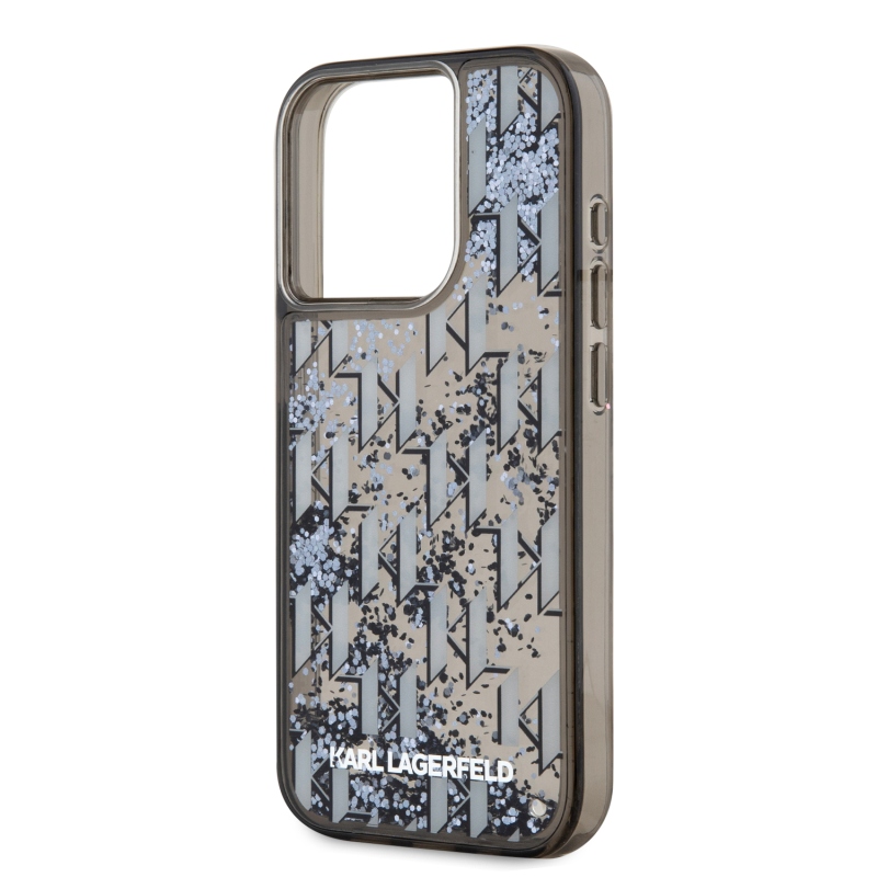 Karl Lagerfeld Liquid Glitter Monogram Monogram Gradient Back Cover az iPhone 15 Pro Max készülékhez Fekete
