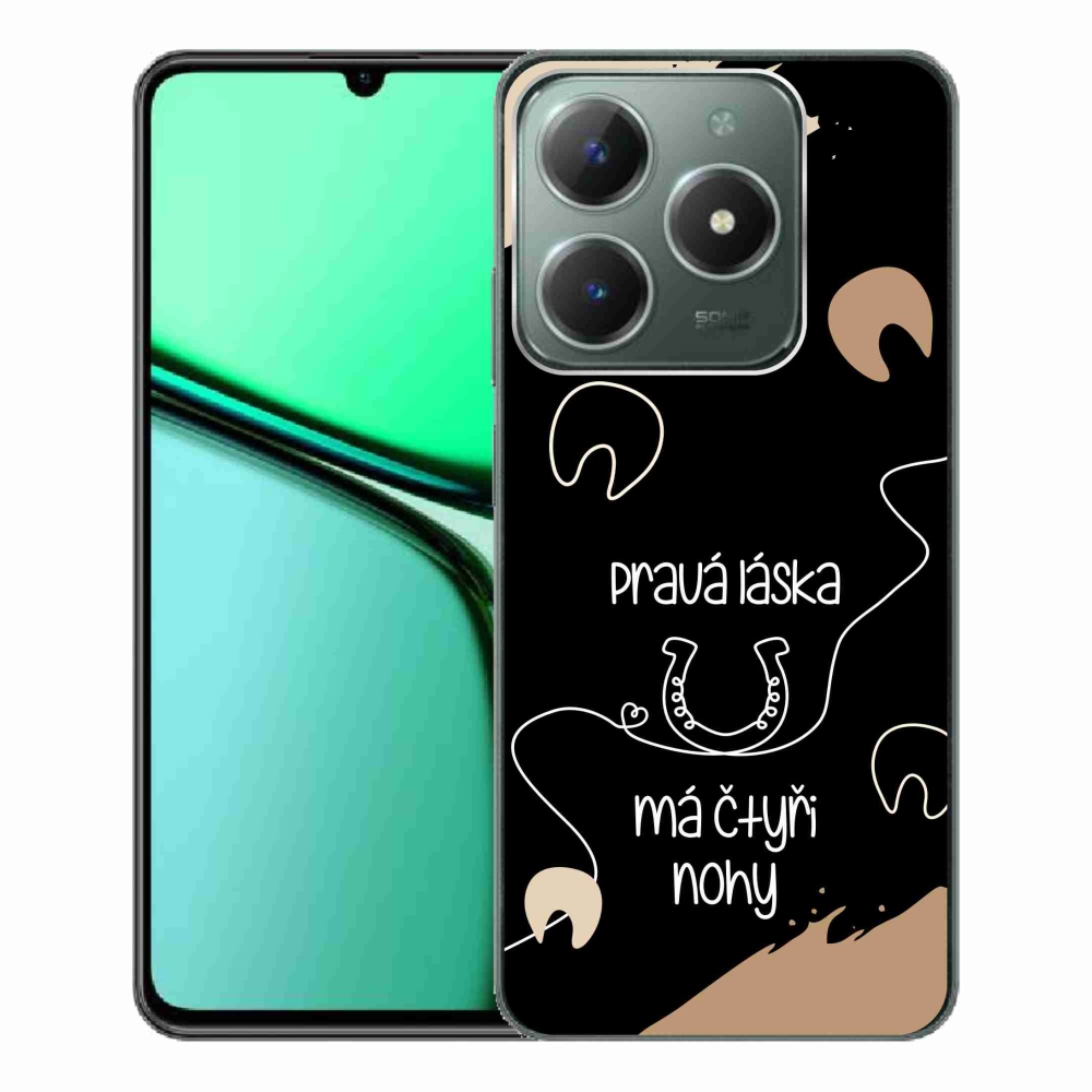Gél borító mmCase a Realme C61 készülékhez - ló motívum fekete háttérrel