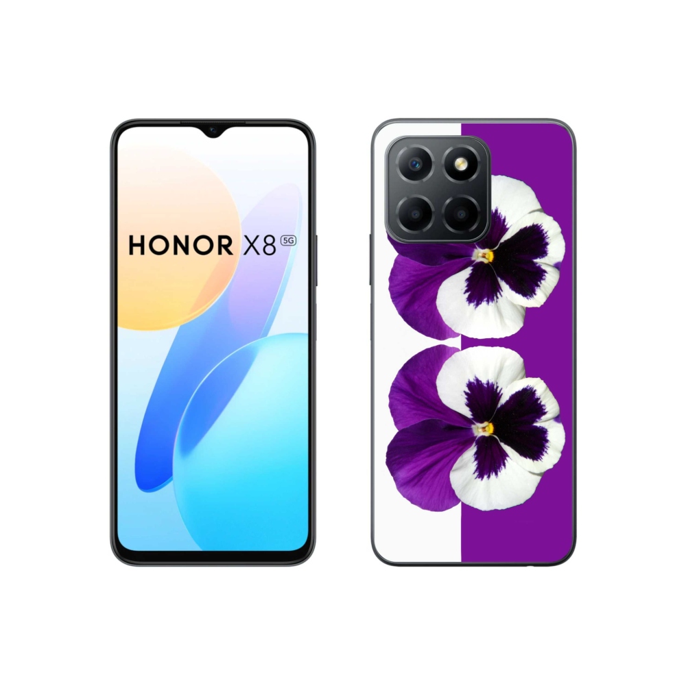 Zselés borítás mmCase a Honor X8 5G/70 Lite 5G számára - lila és fehér virág