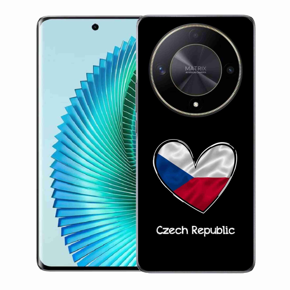 Gél borító mmCase a Honor Magic 6 Lite 5G számára - Szív zászló fekete háttérrel