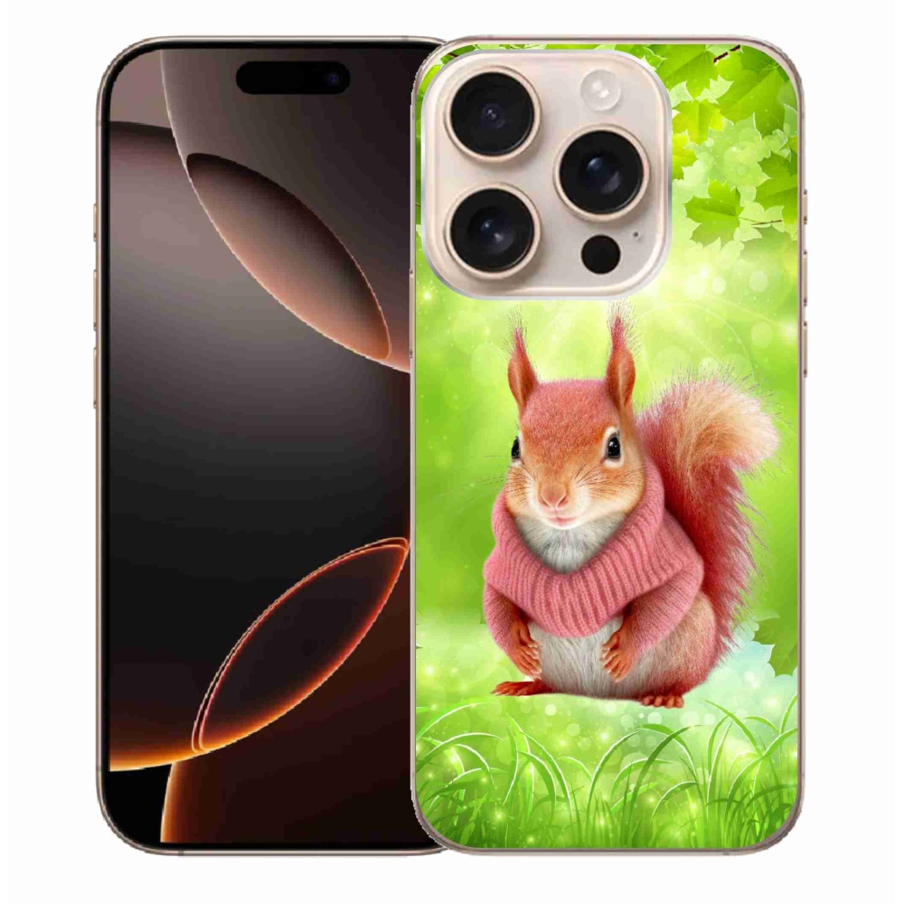 Zselés borítás mmCase iPhone 16 Pro Max készülékhez - mókus pulóverben