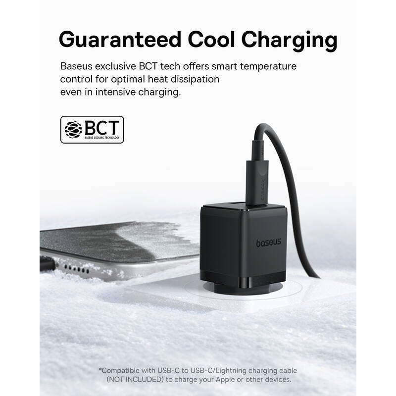 Baseus Palm Gyorstöltő USB-A + USB-C 20W Fekete