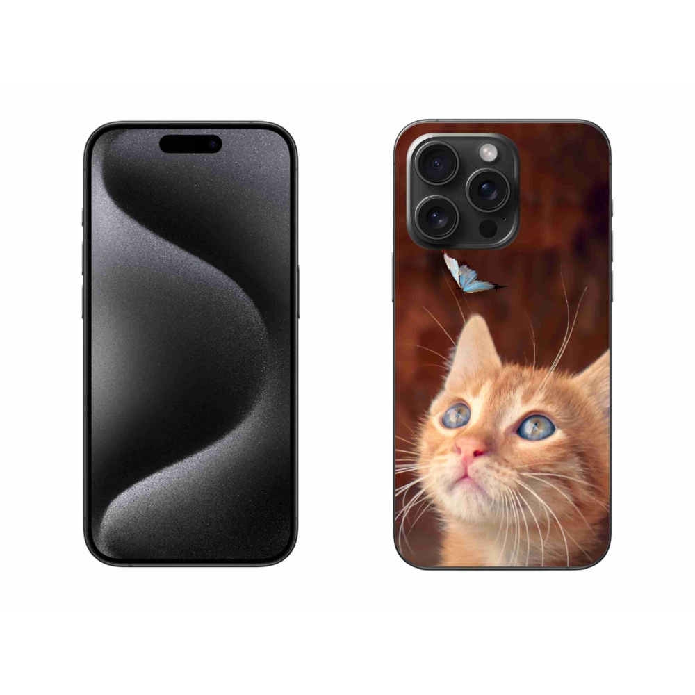 Zselés borítás mmCase iPhone 15 Pro Max készülékhez - pillangó és cica
