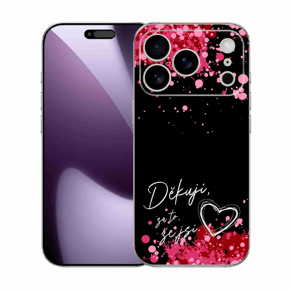 Gél borítás mmCase iPhone 17 Pro készülékhez - szerelmes szöveg 2 fekete háttér