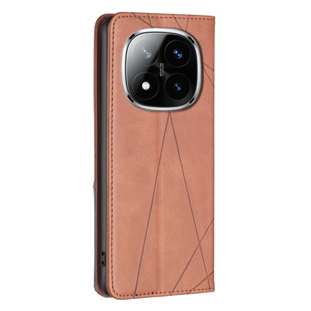 Háromszög alakú könyv tok Xiaomi Redmi Note 14 Pro - barna