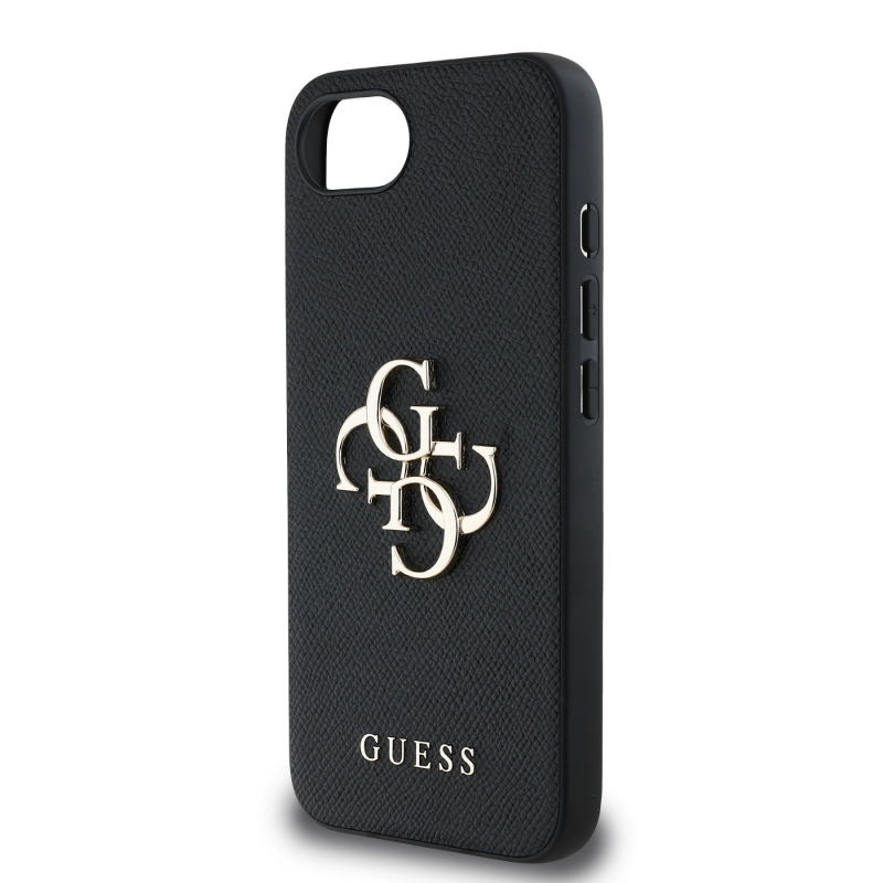 Guess PU szemcsés 4G fém logó hátlap iPhone 16e fekete