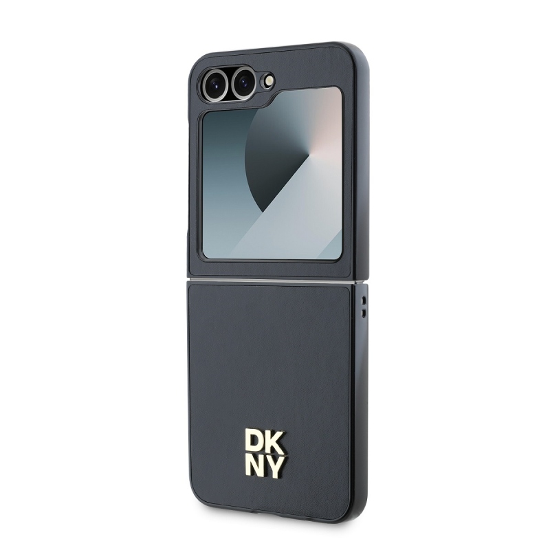 DKNY PU bőr Stack Logo hátlap Samsung Galaxy Z Flip 6 fekete
