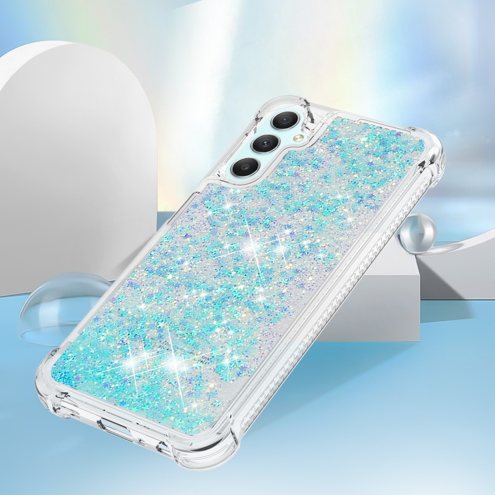 Glitter homokóra zselés tok Samsung Galaxy A24 készülékhez - kék / csillagok
