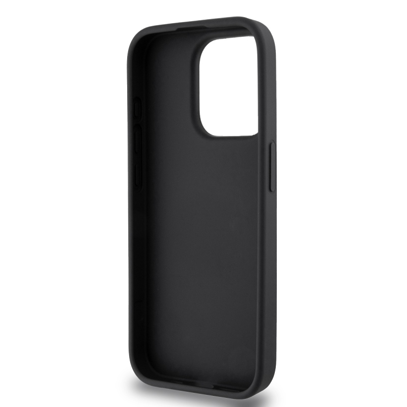 DKNY PU bőr Ismétlődő mintás kártya zseb hátsó borító iPhone 14 Pro Max-hoz Fekete
