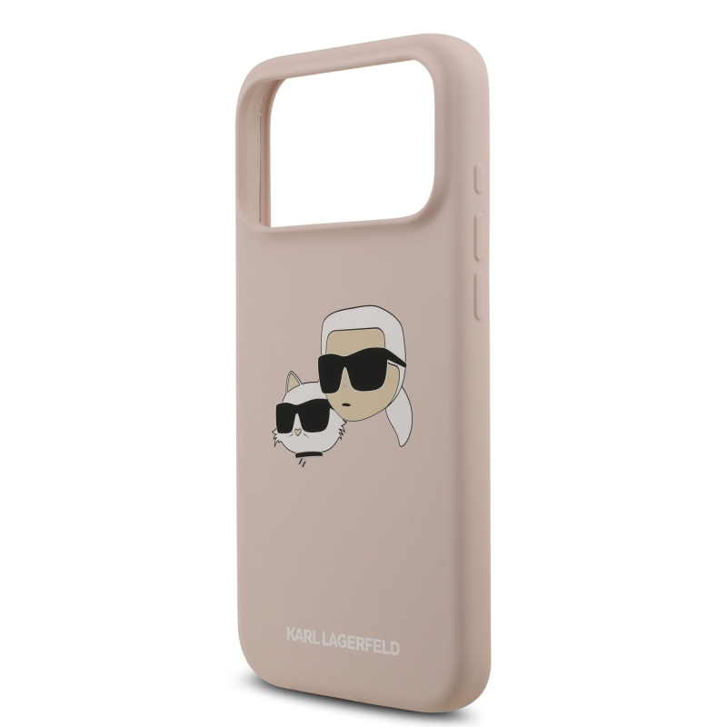 Karl Lagerfeld folyékony szilikon dupla fejű MagSafe hátlap iPhone 17 Pro Max rózsaszínű iPhone 17 Pro Max készülékhez