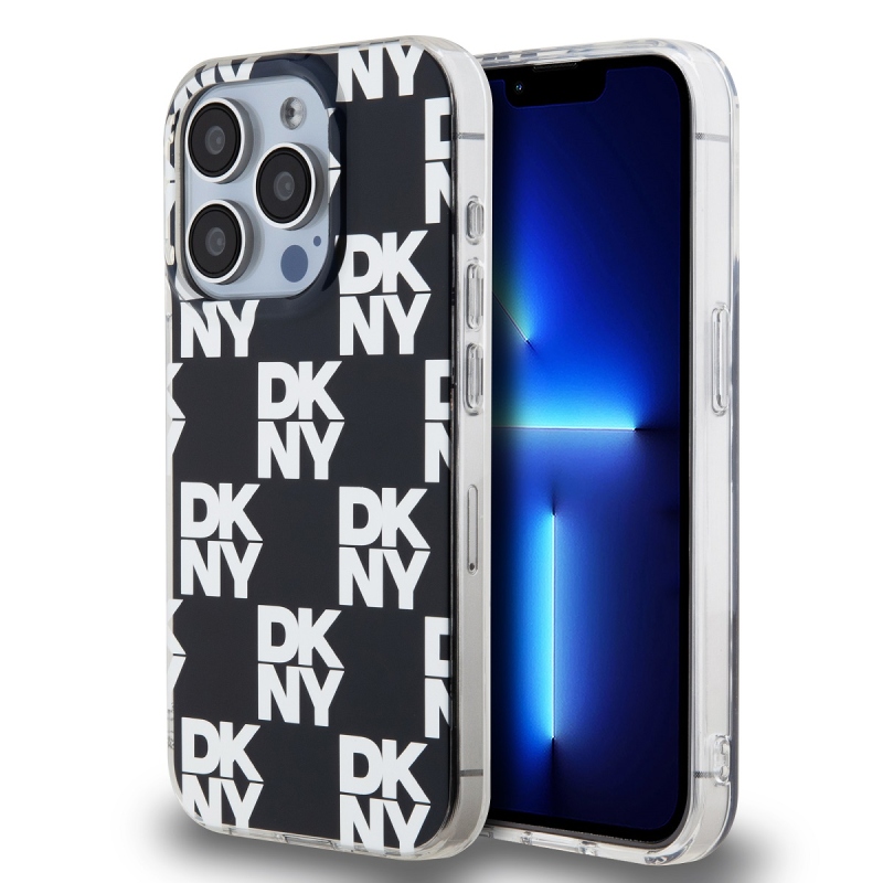 DKNY PC/TPU kockás mintás hátsó borító iPhone 14 Pro Max készülékhez Fekete