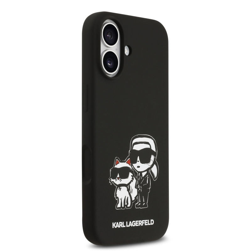 Karl Lagerfeld folyékony szilikon K&CH Sketch MagSafe hátlap iPhone 17-hez Fekete