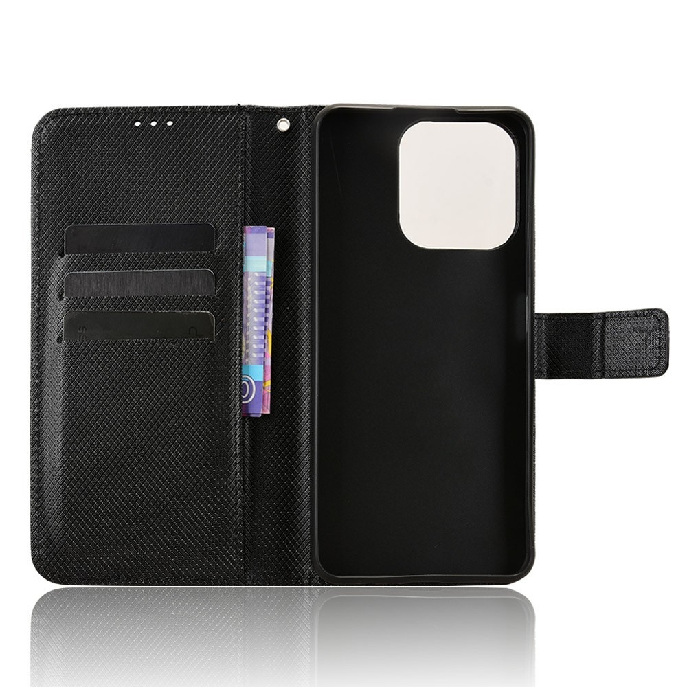 Gyémánt könyvtáska Realme Note 70T-hez - fekete