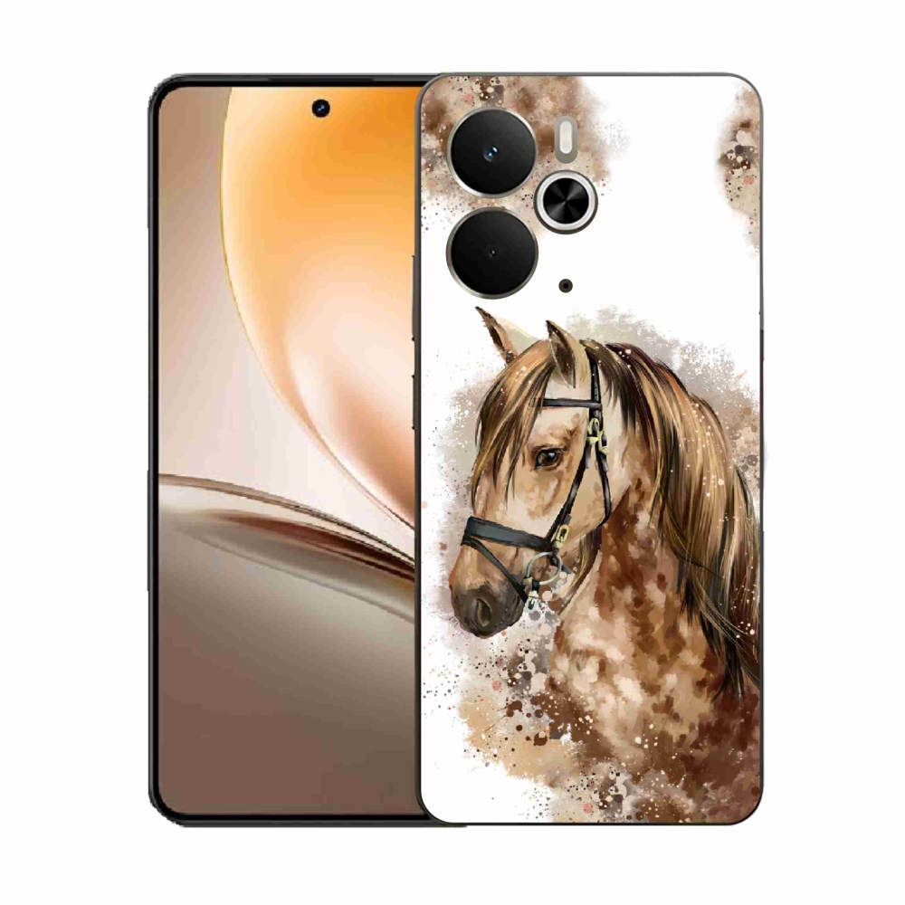 Gél borító mmCase a Realme 14 5G készülékhez - barna rajzfilm ló