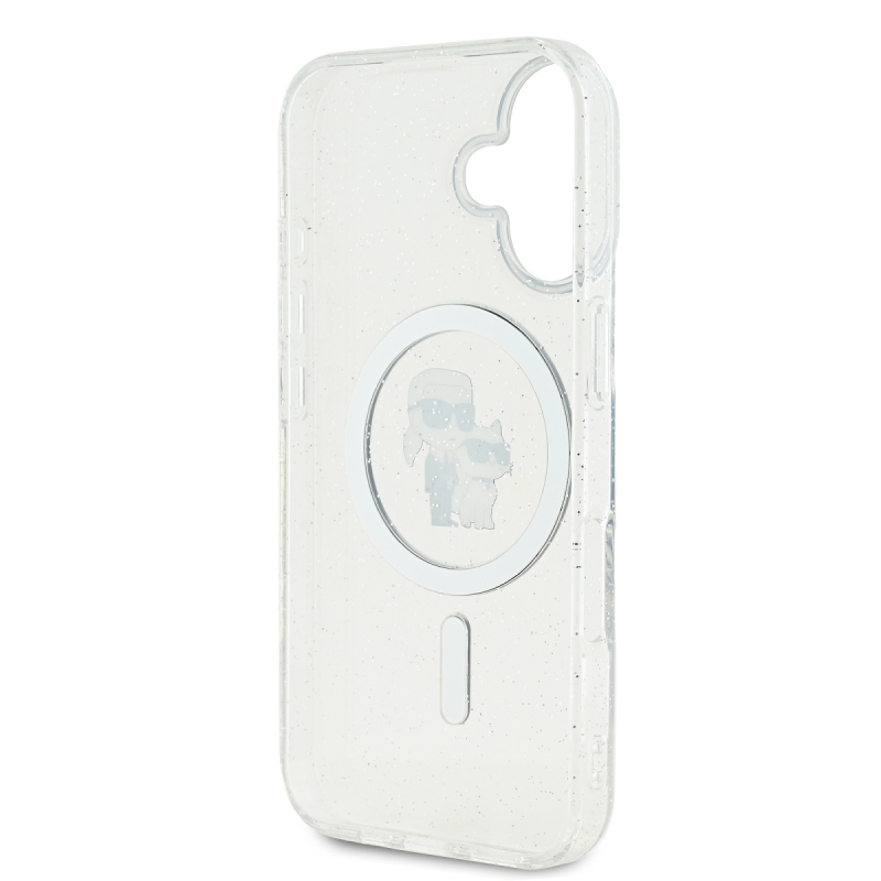 Karl Lagerfeld IML Glitter Karl és Choupette MagSafe MagSafe hátlap iPhone 16-hoz Átlátszó