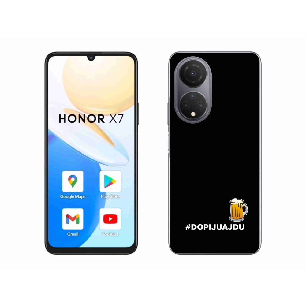 Gél borítás mmCase a Honor X7-hez - sör motívum 1 fekete háttérrel
