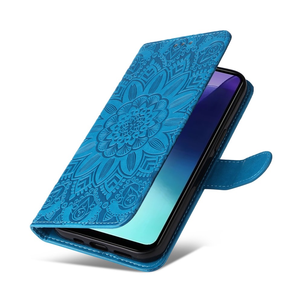 Napraforgó könyv tok Xiaomi Redmi 14C/Poco C75-hez - kék