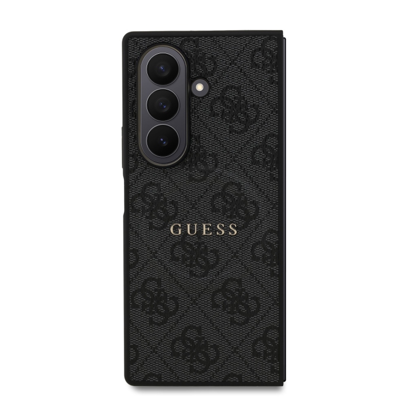 Guess PU bőr 4G színes gyűrűs mágneses hátlap Samsung Galaxy Z Fold 7 fekete