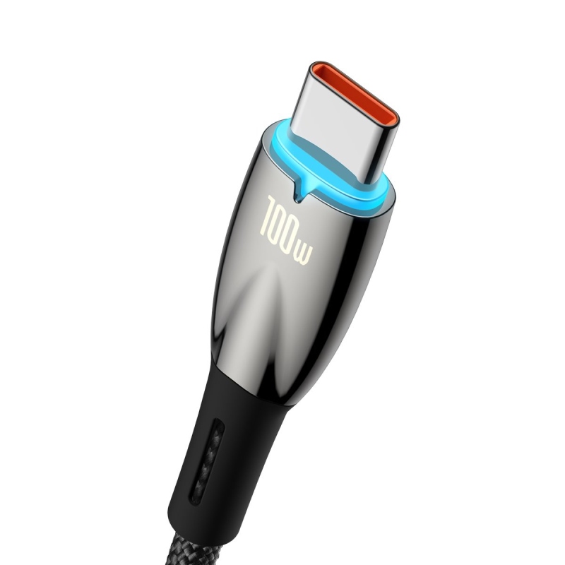 Baseus Glimmer sorozatú gyorstöltő adatkábel USB-A - USB-C 100W 1m Fekete