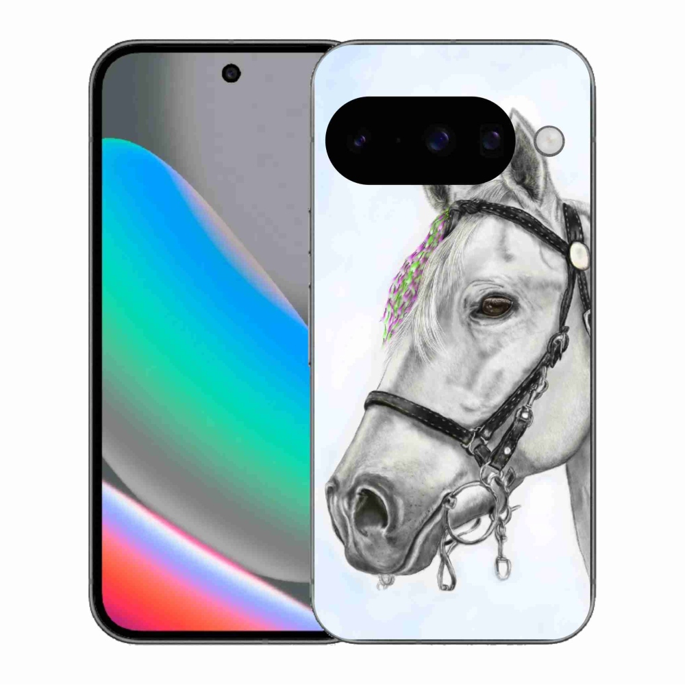 Zselés borítás mmCase a Google Pixel 10 számára - fehér ló 1