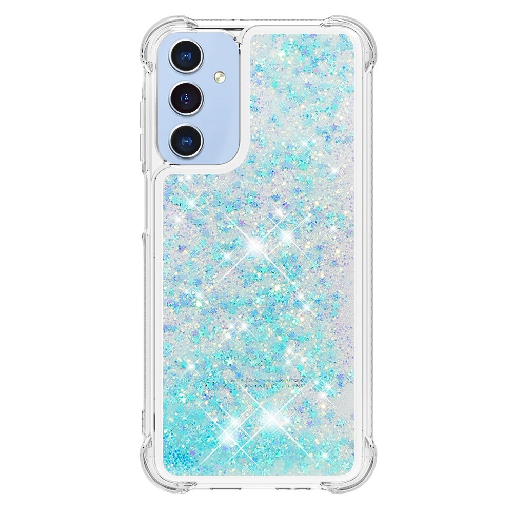 Glitter homokóra zselés tok Samsung Galaxy A26 5G - kék / csillagok