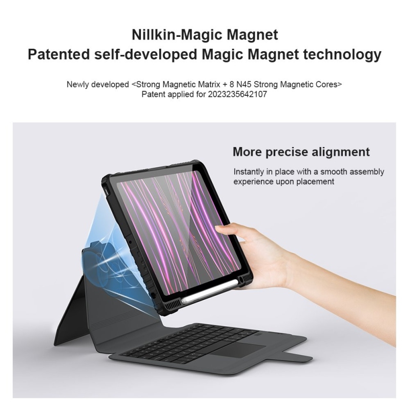 Nillkin Bumper Link billentyűzet tok (háttérvilágításos verzió) iPad 10.2 2019/2020/2021 Fekete