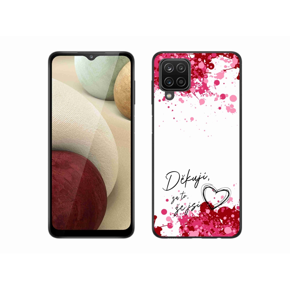 Gél borítás mmCase Samsung Galaxy A12 készülékhez - text in love 2 fehér háttér