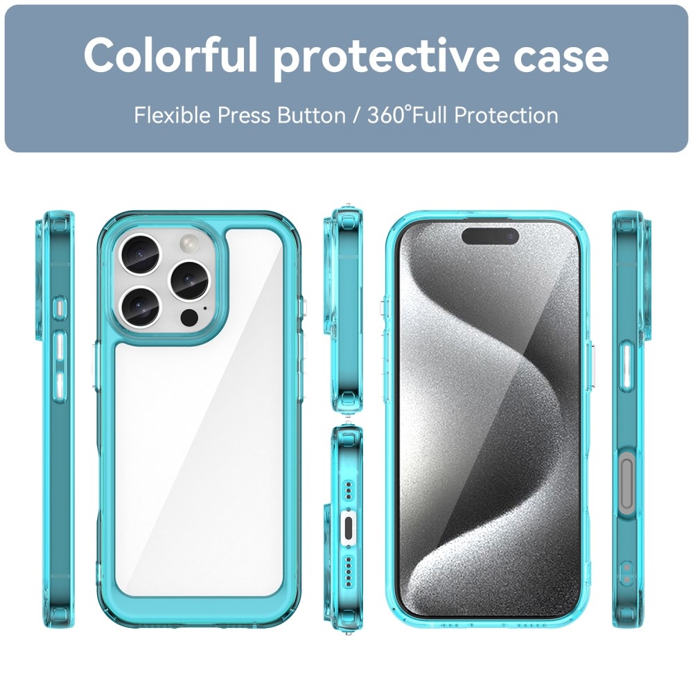 Gél tok fix hátlappal iPhone 16 Pro készülékhez - világoskék