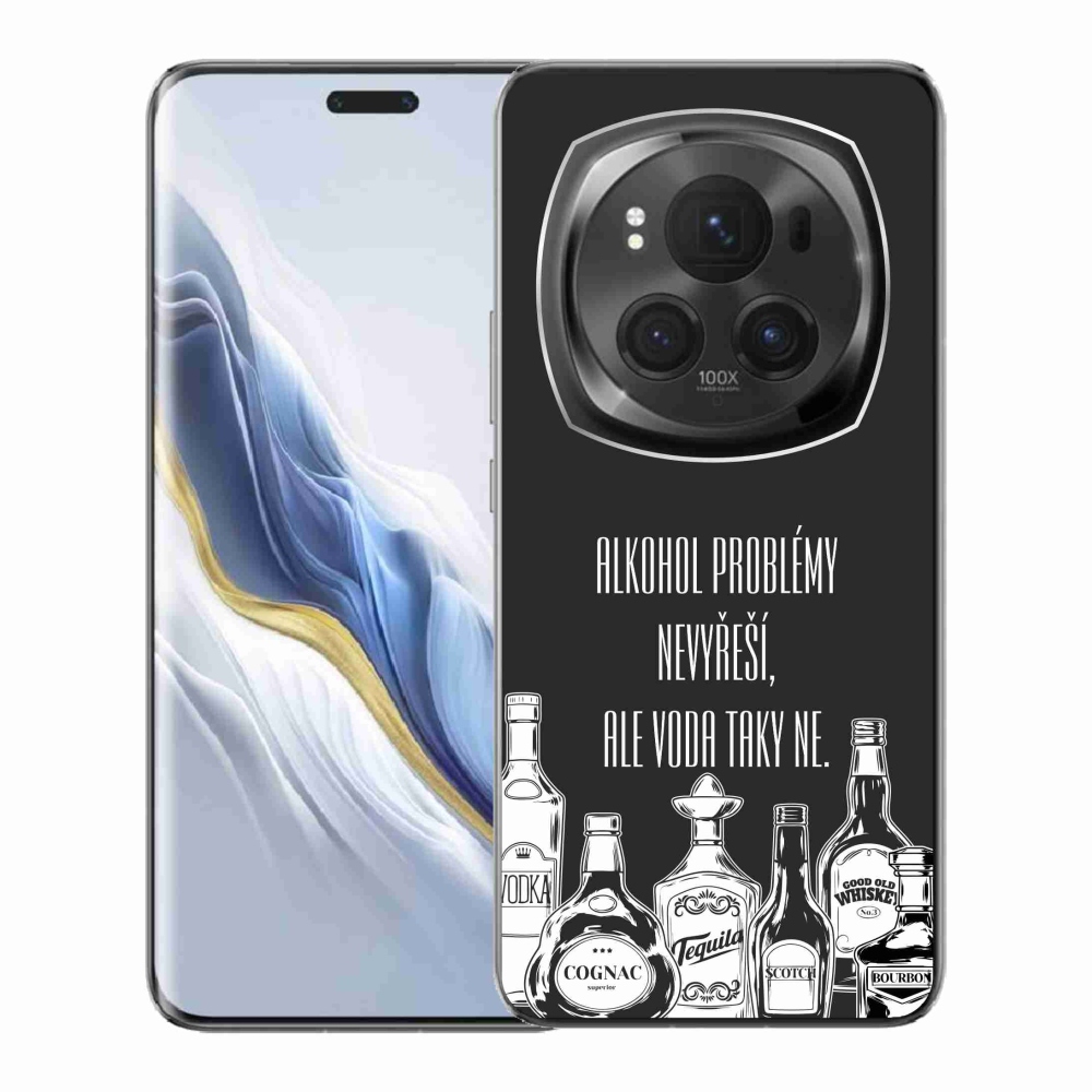 Gél borító mmCase a Honor Magic 6 Pro 5G készülékhez - vicces szöveg fekete háttérrel
