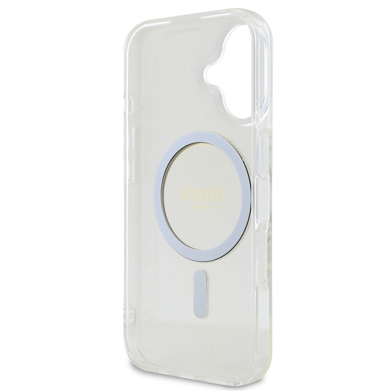 Guess IML csillogó gyűrű MagSafe hátlap iPhone 16 Plus átlátszó iPhone 16 Plus számára
