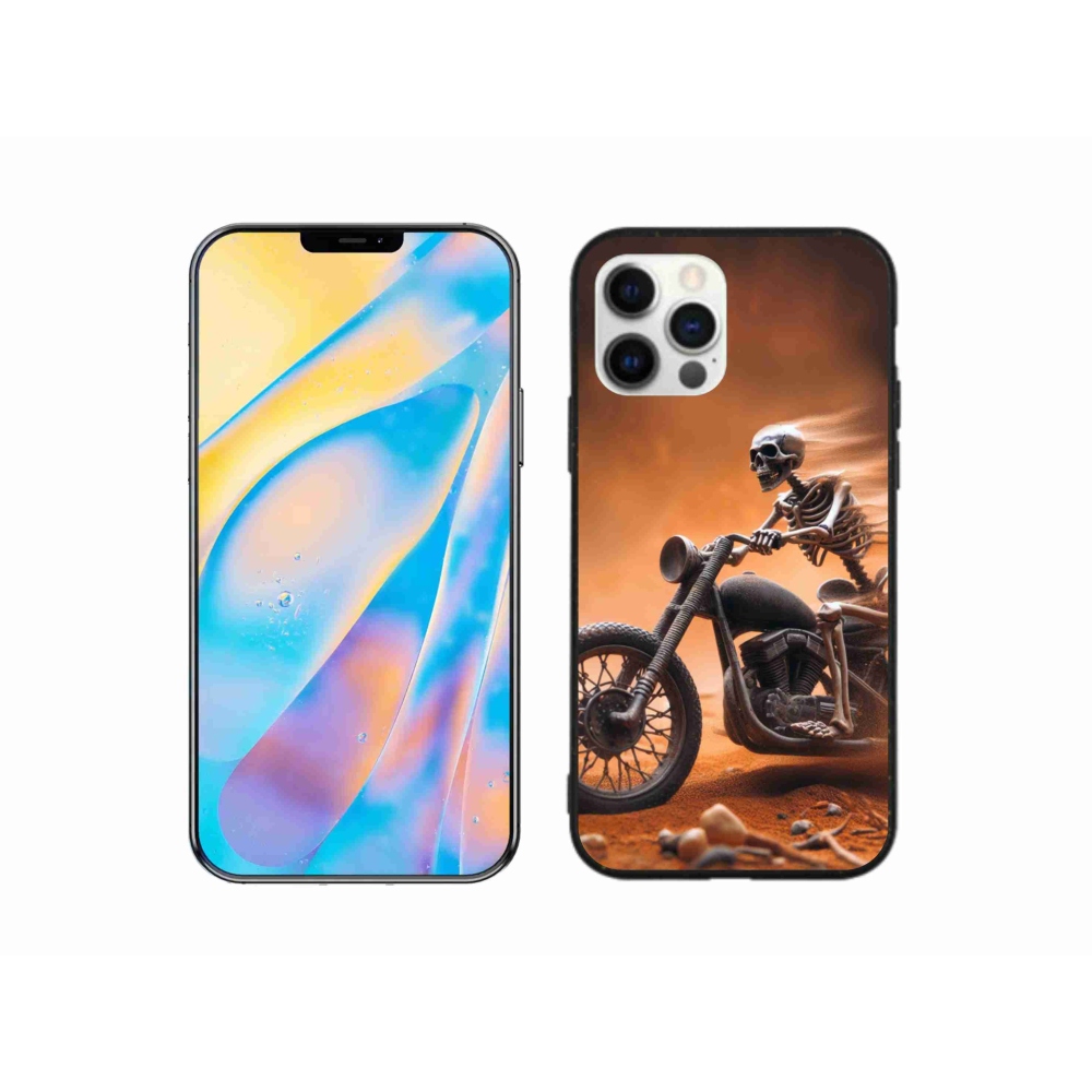 Gél borítás mmCase iPhone 12 készülékhez - csontváz egy motorkerékpáron