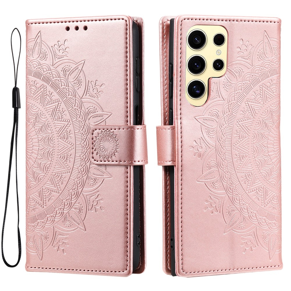 Mandala könyv tok Samsung Galaxy S25 Ultra készülékhez - rózsaarany