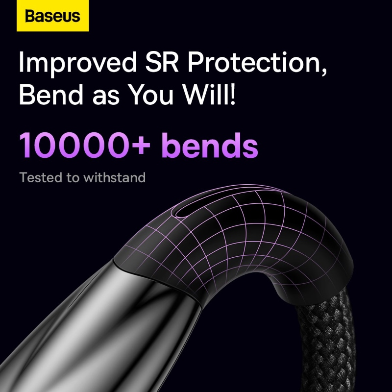 Baseus Glimmer sorozatú gyors töltő adatkábel USB-C - USB-C 100W 1m Fekete