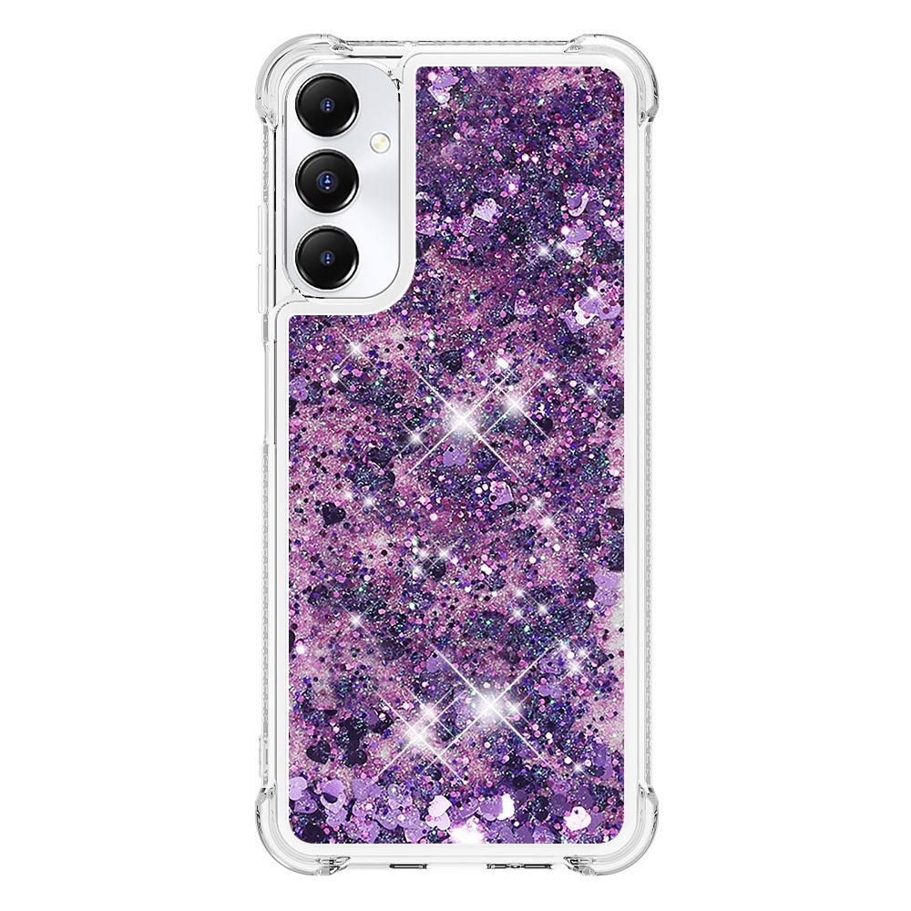 Glitter zselés homokóra tok Samsung Galaxy A05s készülékhez - sötétlila/szív