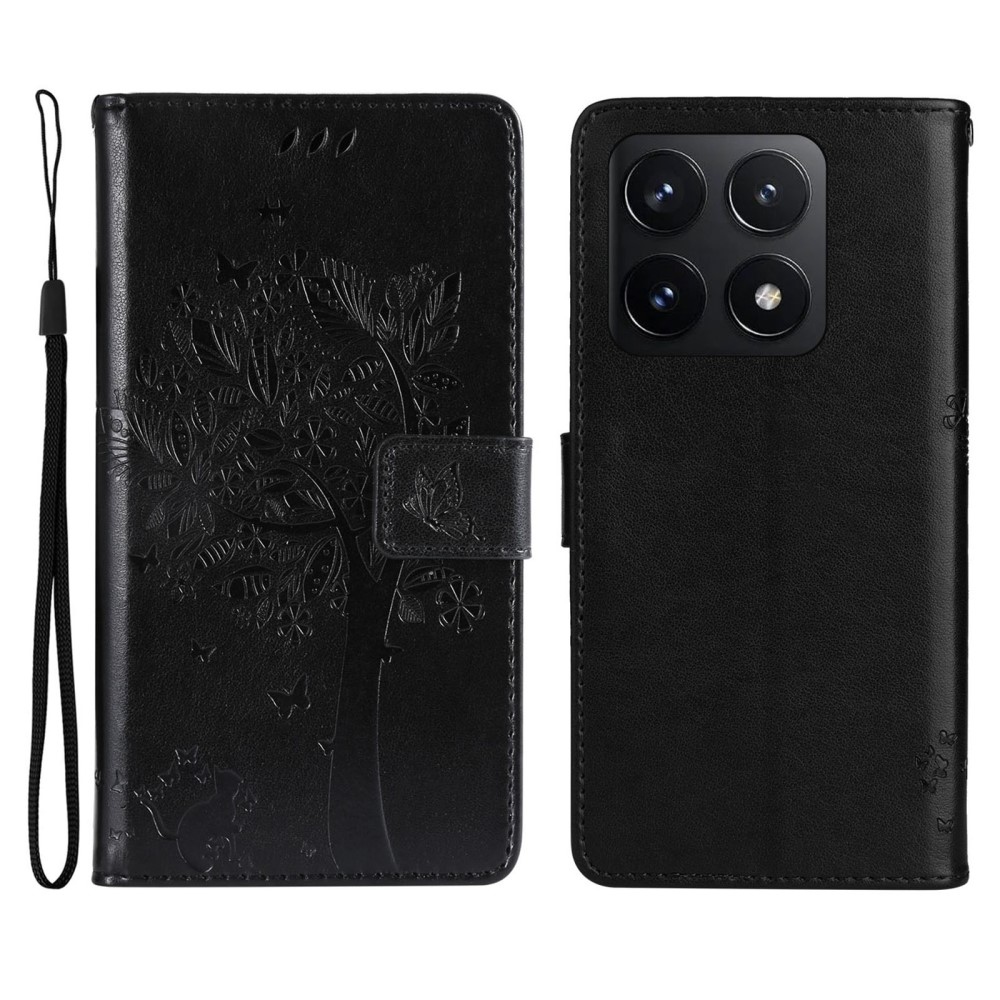 Fák könyv tok Xiaomi 14T-hez - fekete