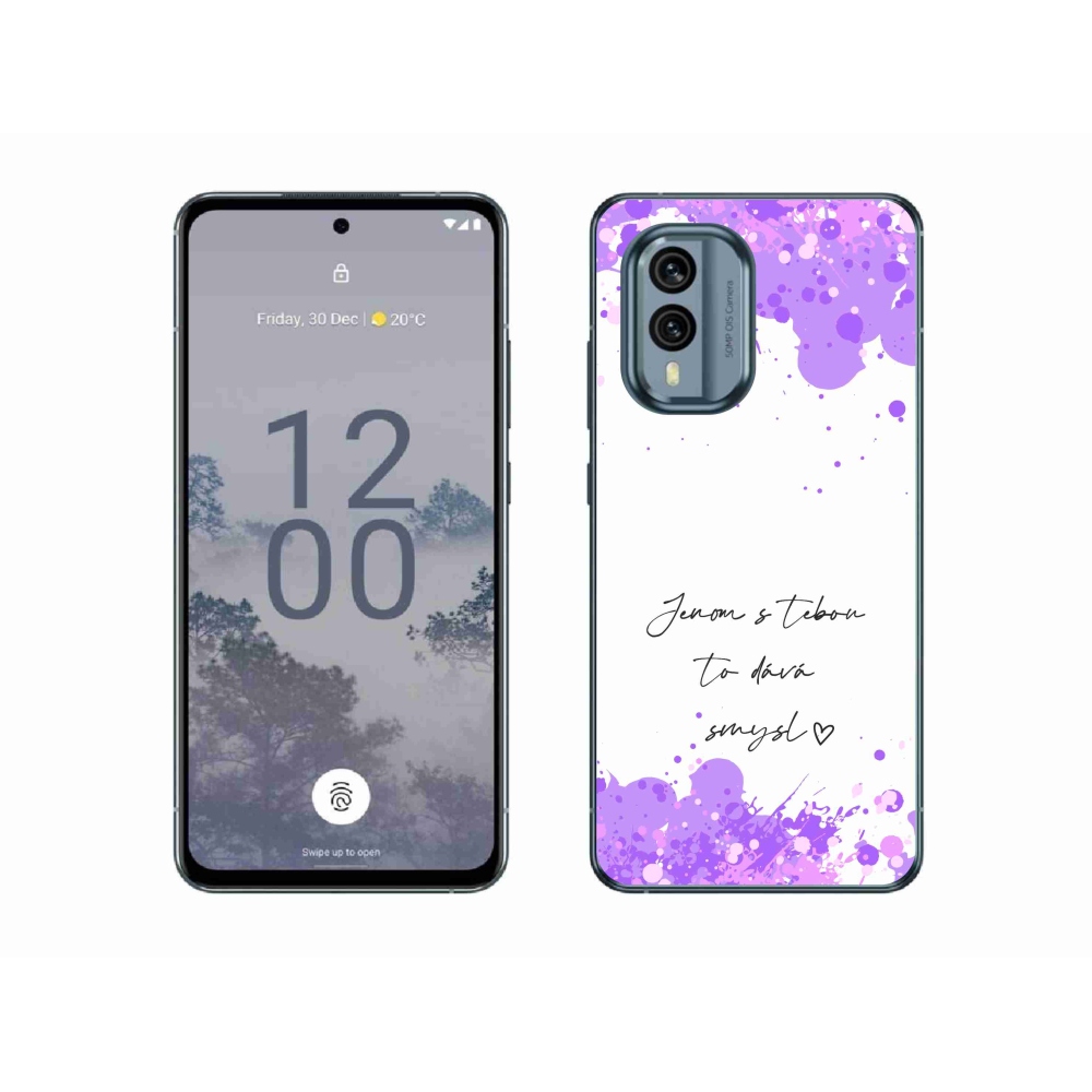 Gél borító mmCase a Nokia X30 5G készülékhez - szerelmes szöveg fehér háttérrel