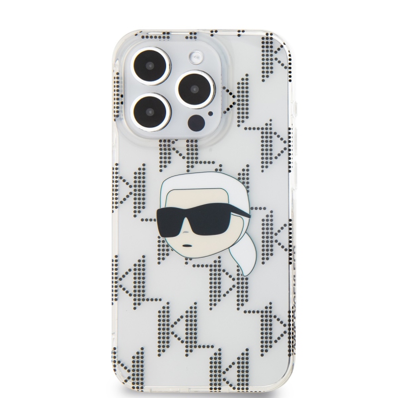 Karl Lagerfeld IML galvanizált Karl Head hátlap az iPhone 15 Pro Max átlátszó készülékre
