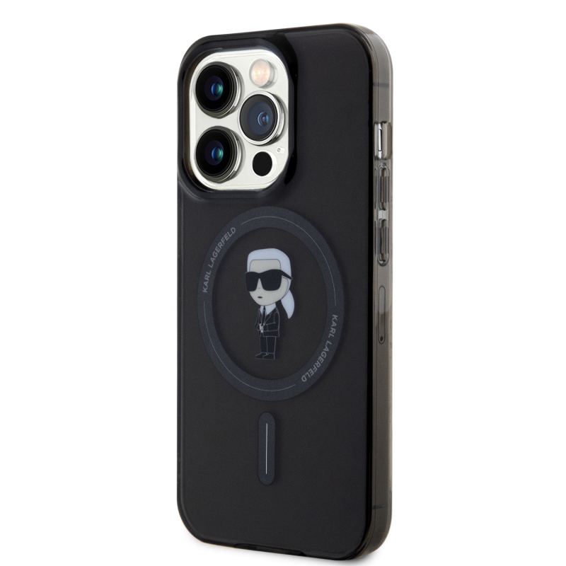 Karl Lagerfeld IML IML Ikonik MagSafe hátlap iPhone 15 Pro-hoz Fekete