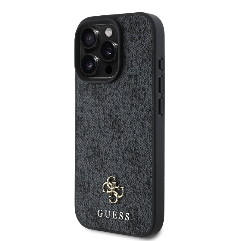 Guess PU 4G kis fém logós MagSafe hátlap iPhone 16 Pro szürke szürkéhez