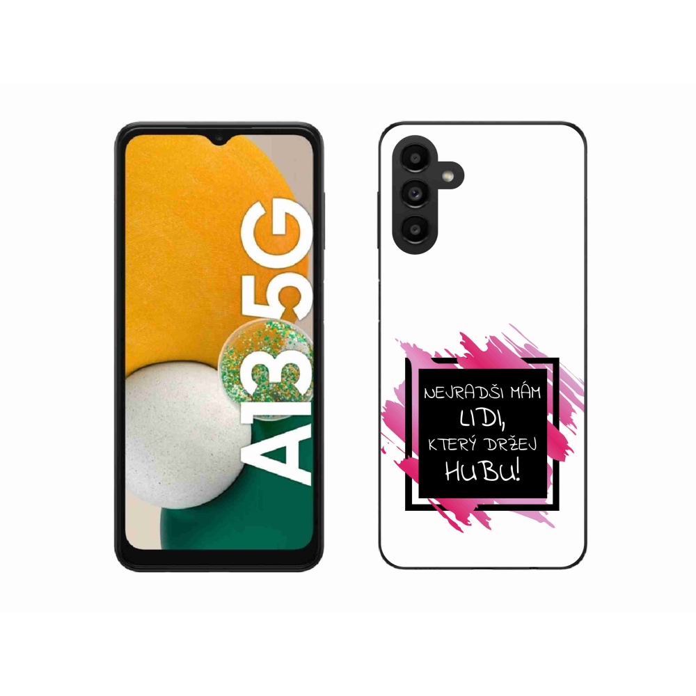 Gél borító mmCase Samsung Galaxy A13 5G - vicces szöveg 7 fekete-fehér háttérrel