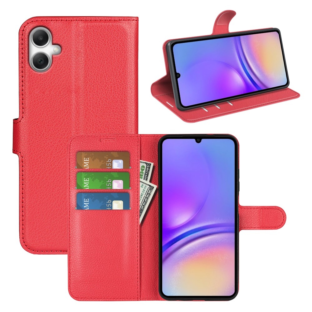 Litchi könyv tok Samsung Galaxy A07 4G - piros