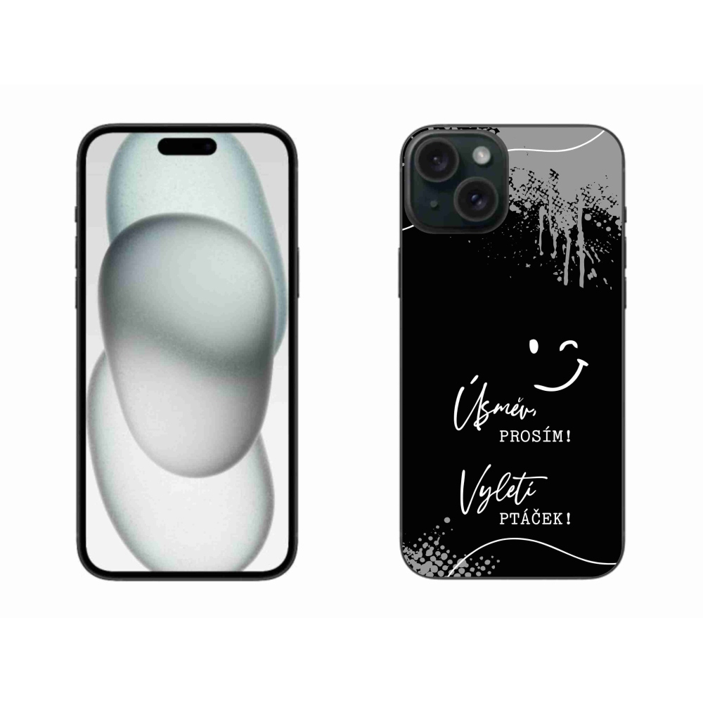 Gél borítás mmCase iPhone 15 Plus készülékhez - vicces szöveg 4 fekete háttér