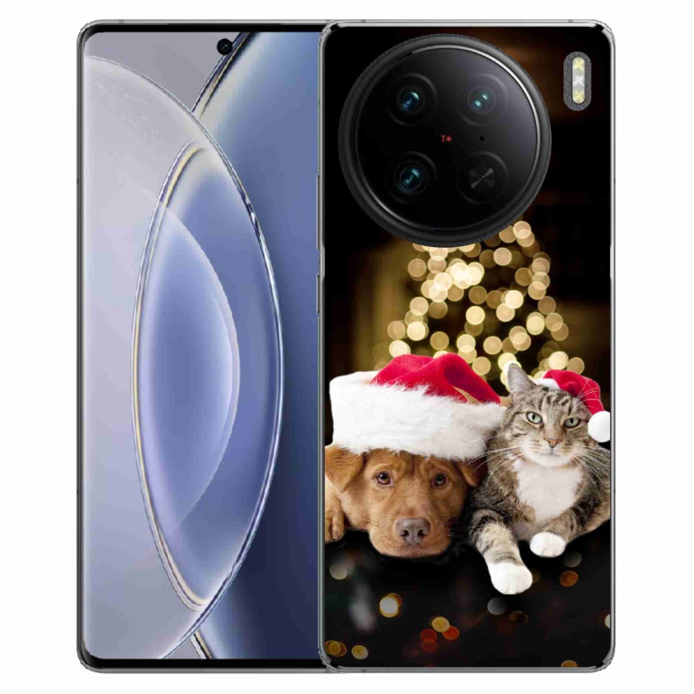 Gél borítás mmCase a Vivo X90 Pro-n - Karácsonyi kutya és macska