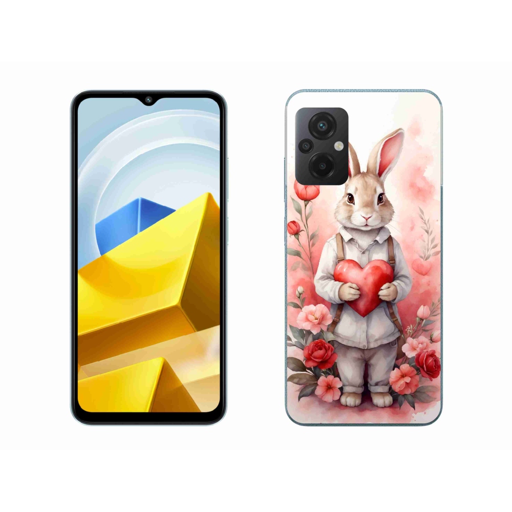 Gél borítás mmCase a Xiaomi Poco M5 4G-hez - nyúl szívvel